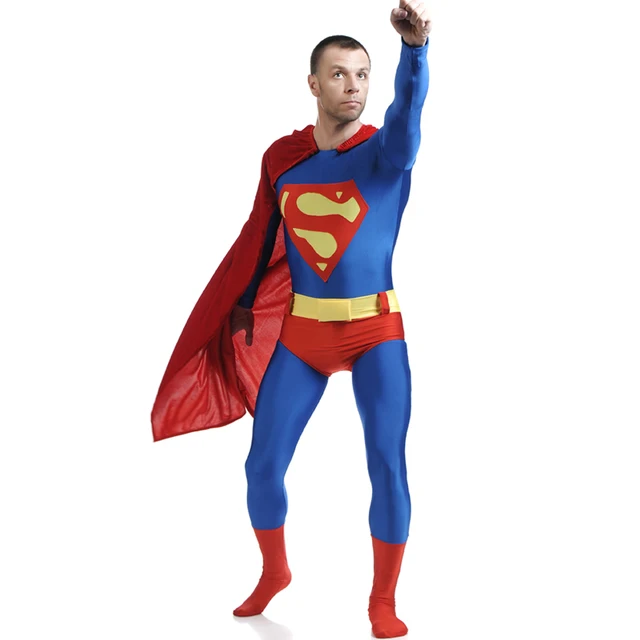 classic superman costume mens superhero costumes lycra spandex zentai suit with cloak kids adult halloween costumes - Classic Mens Halloween Costumes classic superman costume mens superhero costumes lycra spandex zentai suit with cloak kids adult halloween costumes - Classic Mens Halloween Costumes