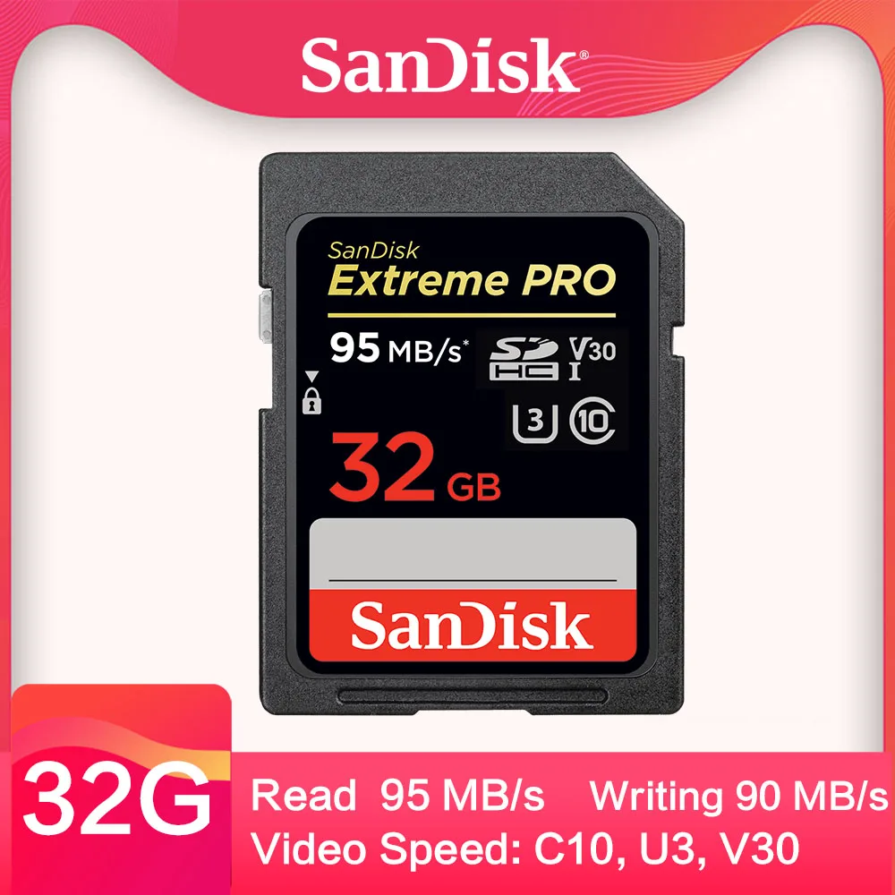 SanDisk Extreme Pro SD карта 32 Гб 64 128 ГБ 256 SDHC SDXC UHS I класс 10 95 м/с Поддержка карт памяти V30 4K