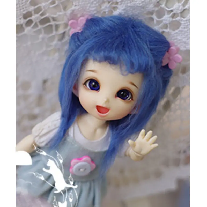 [Wamami] синий средний длинный шерстяной парик/волосы 1/8 Pukifee Ae лати BJD Dollfie 14 см/5,5"