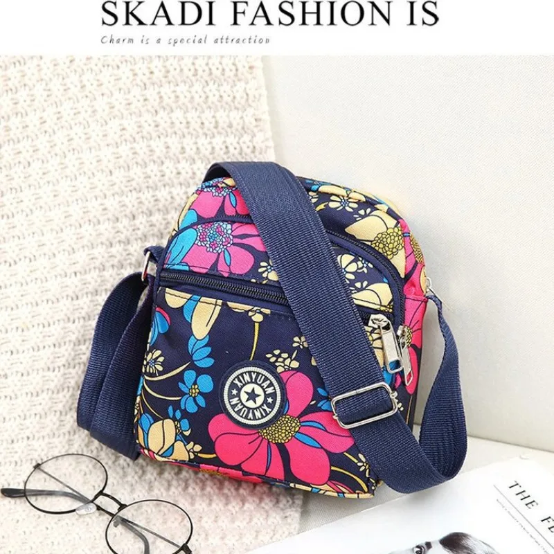 

Women Crossbody Bag Mini Shoulder Bag Women Lady Nylon Floral National Wind Bag Casual Mini Travel Bag Female