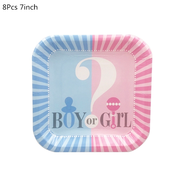 Reveal Disposable Tableware Set Baby Shower Boy Or Girl Plate Napkin Tablecloth Gender Reveal Party Decorations Supplies