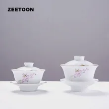 Japanischen Stil Herbst Reim Weiß Porzellan Gaiwan Kung Fu Tee-Set tee Tasse Tee Schüssel Master Tassen Kaffeetasse Kreative Wohnkultur