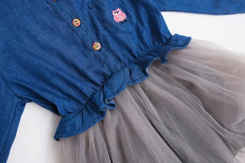 Casual Little Girls Dresses 2018 Fashion Long Sleeve Kids Clothes Autumn Denim Tule Princess Children Dress For Girls 2-8 Years (20)