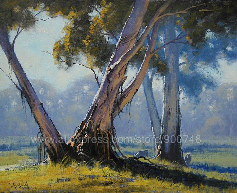 Огромные масляные краски австралийские эвкалиптовые деревья Рисование Овцы