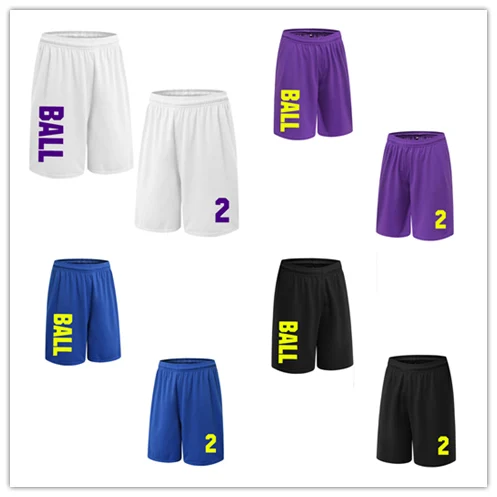 

BONJEAN Design Men 2 Lonzo Ball Print Basketball Shorts With Pockets Quick Dry Breathable Training Running Sport Shorts