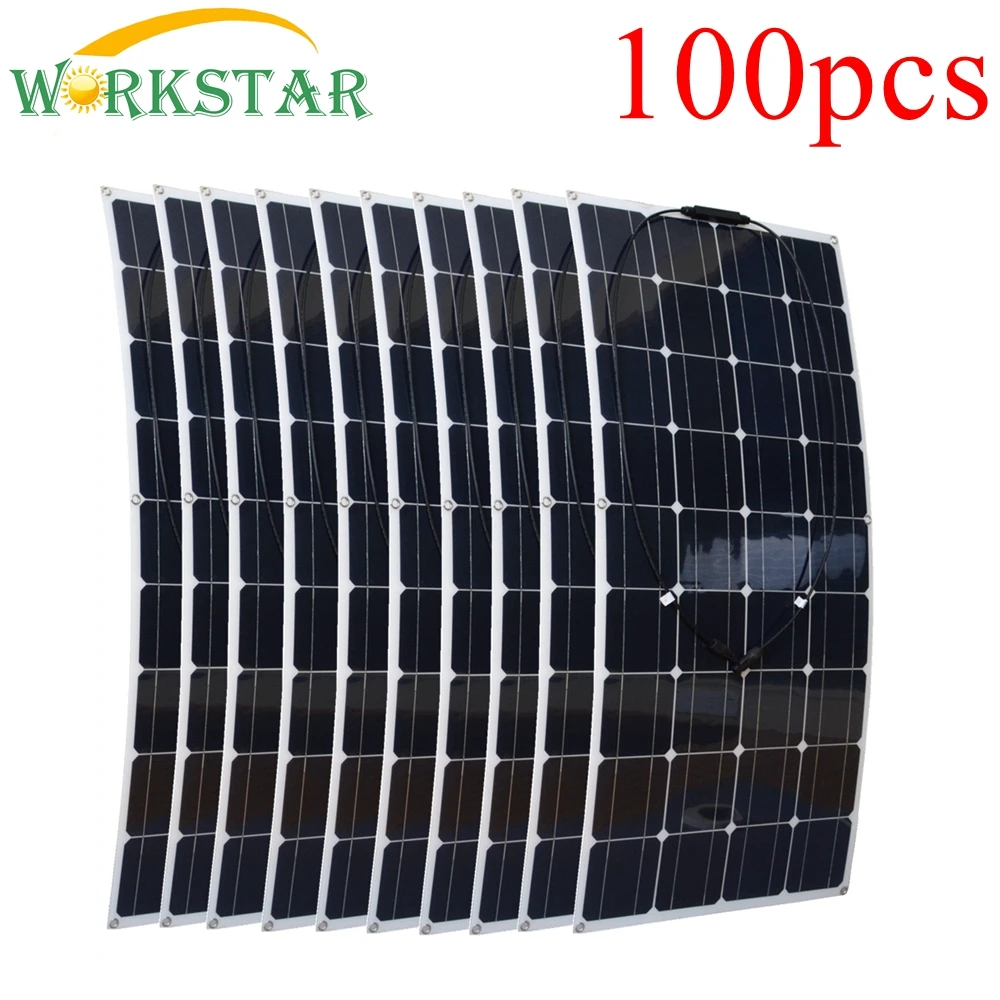 Wholesale 100pcs 100W Flexible Solar Panels Solar Modules 5KW Solar