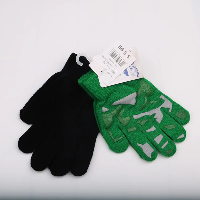 Зимние теплые перчатки вязаные стрейч варежки для мальчиков и девочек полный палец Рождественский подарок мужские перчатки трикотажные