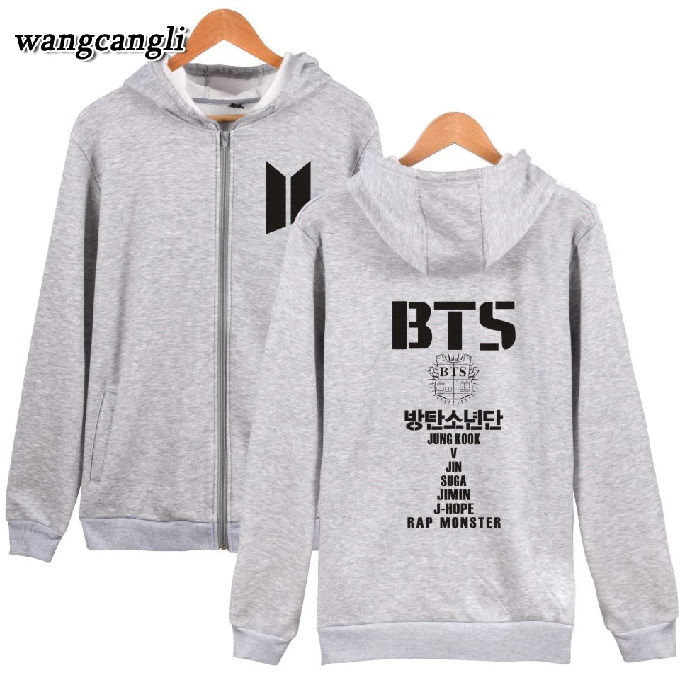 Kpop bangtan sudaderas con capucha mujer cremallera BTS
