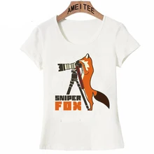 Camiseta Retro de la nave de la pista + Camiseta Retro Súper encantador de las mujeres Tops fotógrafo de pie Fox cámara con el pequeño francotirador impresa con zorros girl Tee