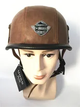 Preto Marrom Adulto Moto Harley Capacete Da Motocicleta Abrir Rosto Meio do Capacete De Couro Da Motocicleta do vintage Moto Vespa