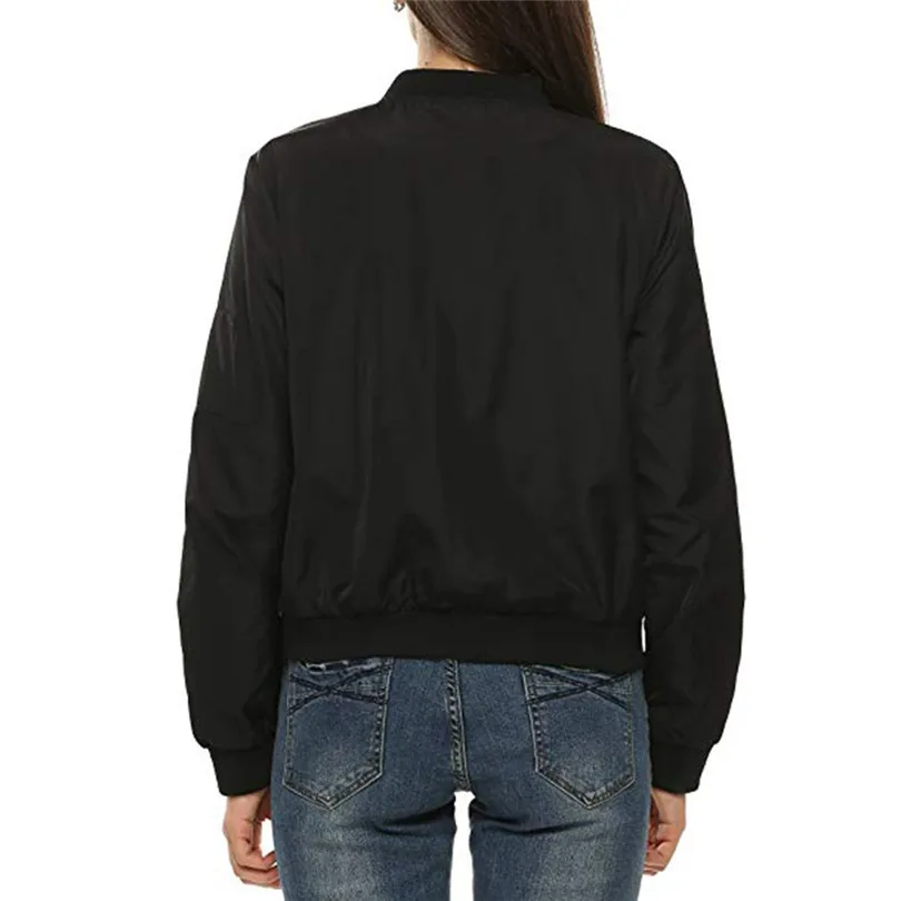 New Fashion Women Classic Quilted Jacket Autumn Winner Casual Short Bomber Solid Jacket Coat Outwear #E15 (5)