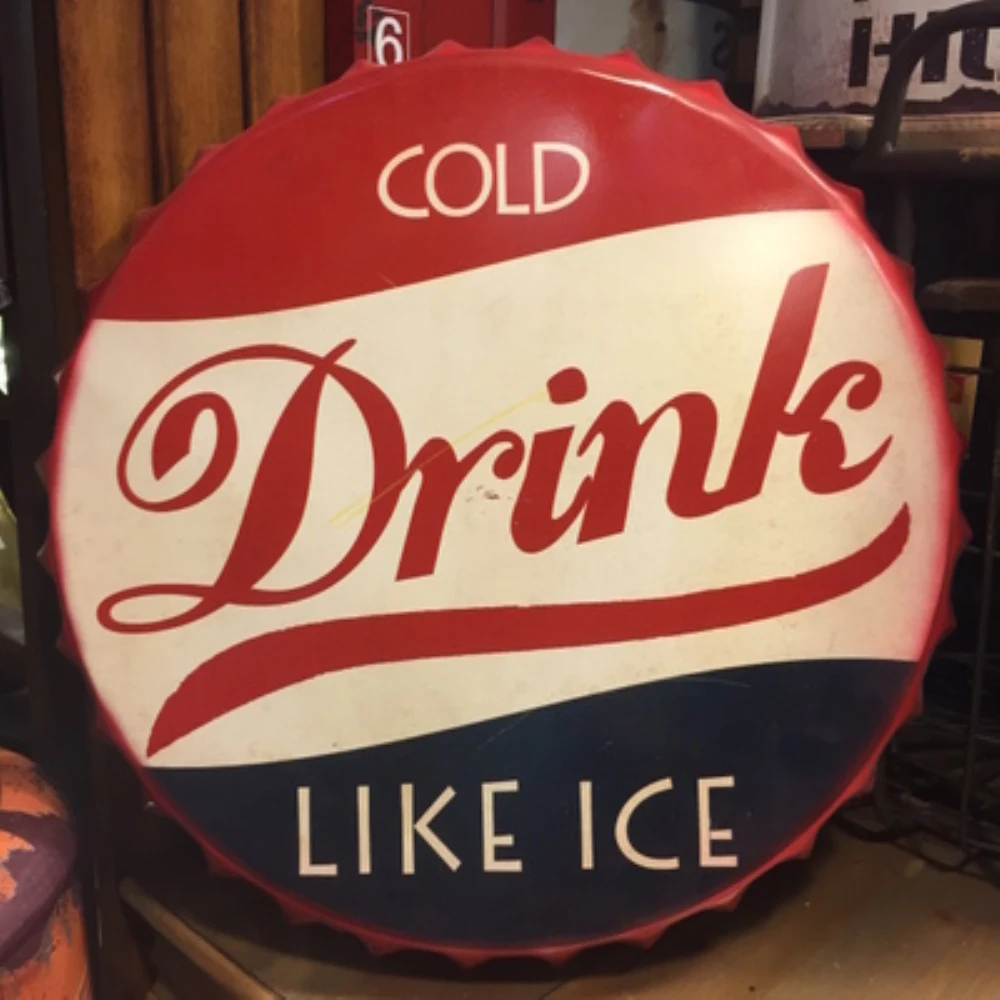 

COLD Drink Large Beer Cover Tin Sign Logo Plaque Vintage Metal Painting Wall Sticker Iron Sign Board Decorative Plates 50X50 CM
