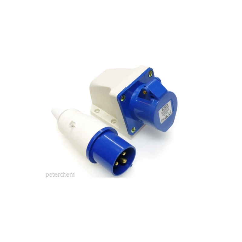 32 Amp 3-контактный угловой поверхностное гнездо и вилка 220 - 250 В 2P + E устойчивый к