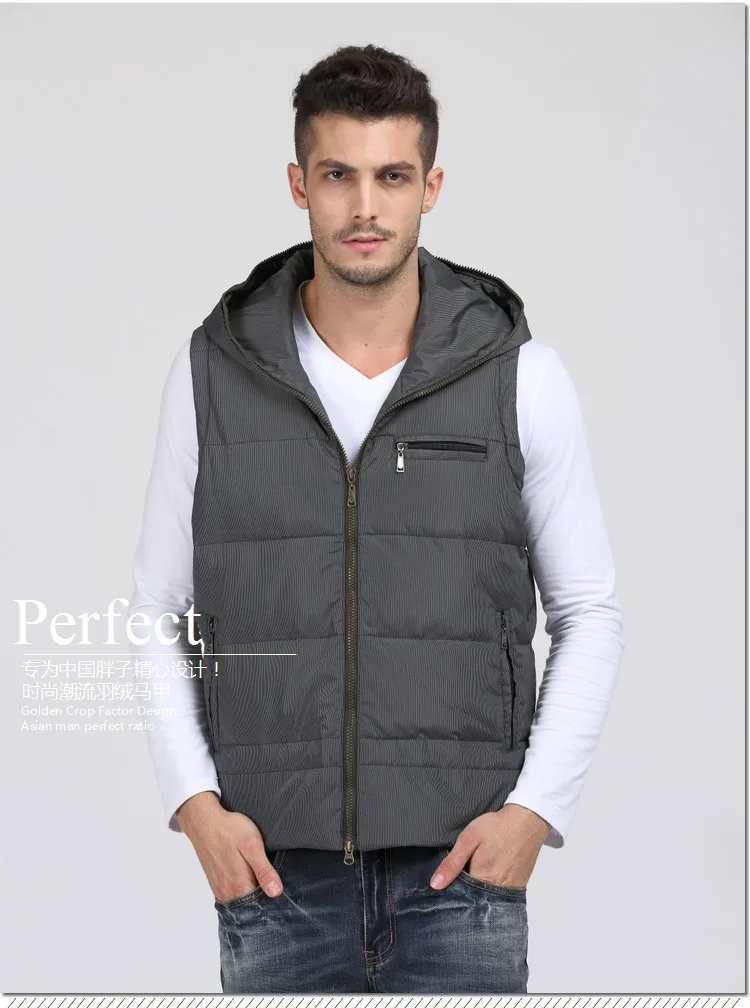 down vest gray big Men's winter thick jacket brand outerwear male Very