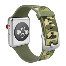 Camo Camouflage Army Green Silicone Sport Bracelet Watch Band Watchband For Apple iWatch Band Strap 38mm/42mm Series 1/2/3