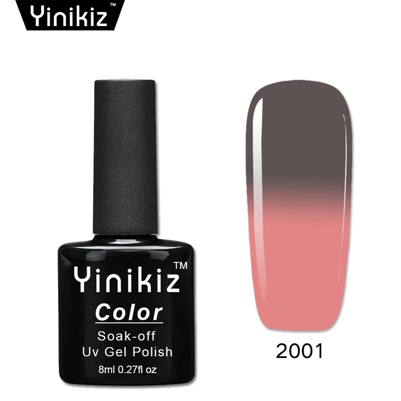Yinikiz темно-серая серия гель лак изменение температуры Гель-лак для ногтей замочить от цветной Led хамелеон - Цвет: 2001