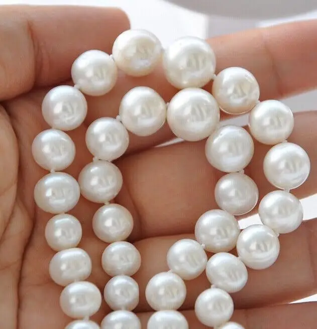 

FREE SHIPPING HOT sell new Style >>>> 10-12MM NATURAL SOUTH SEA WHITE PEARL NECKLACE 17INCH