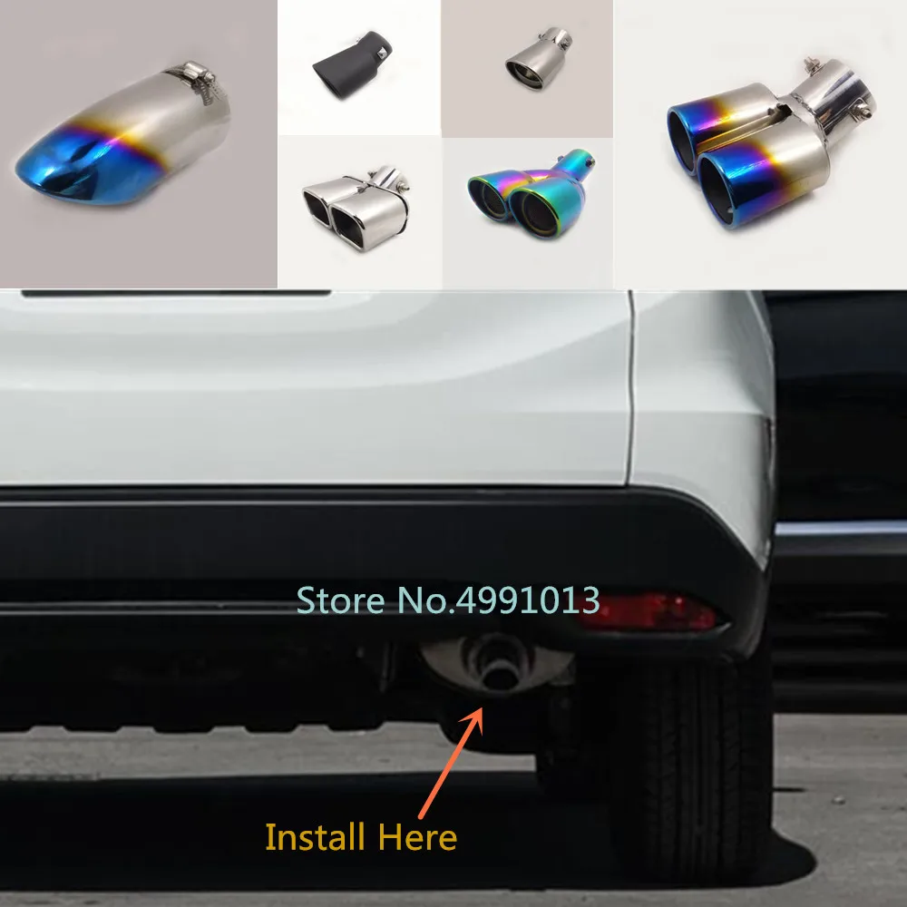 

car styling cover muffler exterior end pipe dedicate exhaust tip tail outlet ornament 1pcs For Honda HRV H-RV Vezel 2018 2019