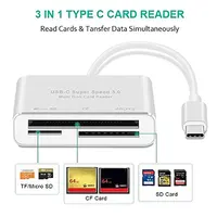 sd כרטיסי C USB 3.0 Card Reader Leadzoe אלומיניום סוג C 3-Slot פלאש קורא כרטיס הזיכרון עבור CF / SD / TF מיקרו SD / MD / MMC / SDHC / SDXC כרטיסי פלאש (5)