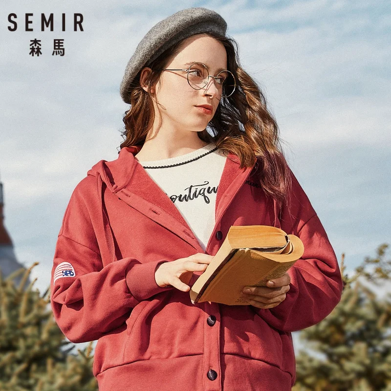Куртка SEMIR женская с капюшоном и вышивкой спортивный пиджак карманами застежкой
