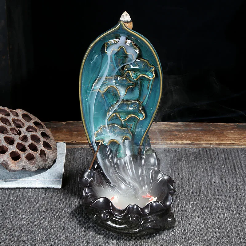 Backflow Ceramic Incense Burnerd Smoke Water Fall Down Mountain Handicraft Incense Censer Holder