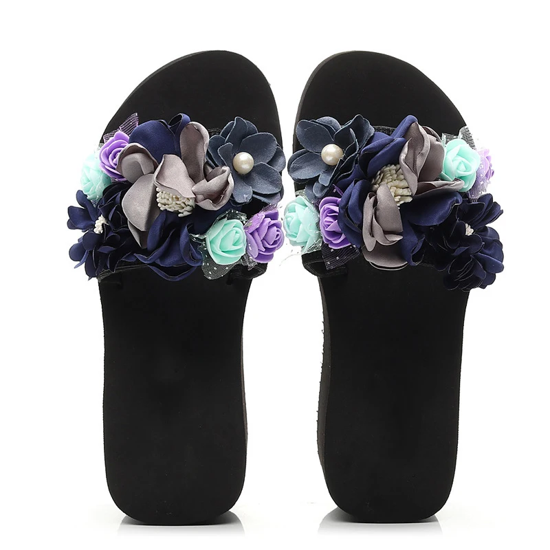Womens Slippers Summer Flower Flat-soled Sandals One-word Slippers Korean Version Fashion Leisure Ladies Shoes slippers female