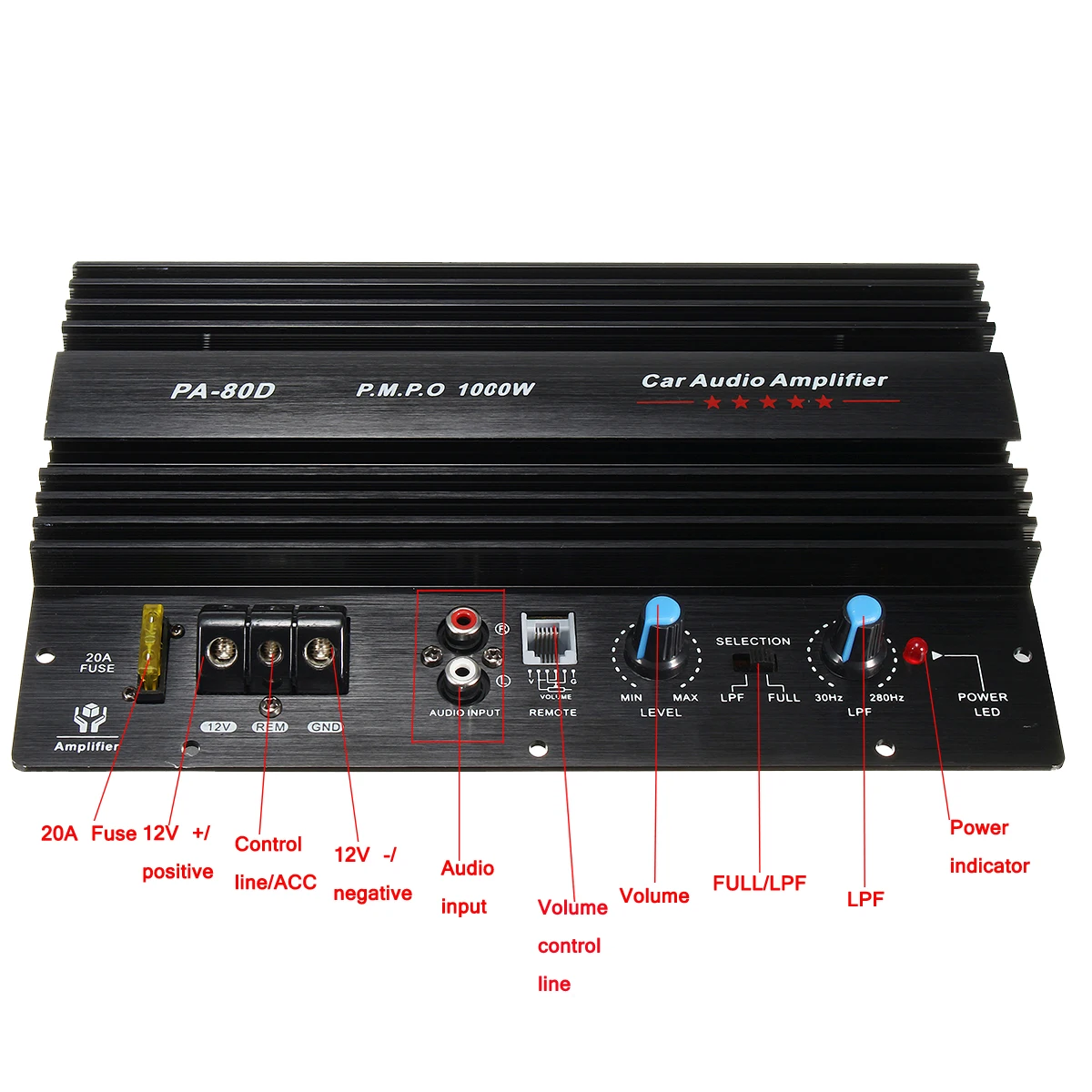 KROAK 12 В 1000 Вт 10 дюймов моно аудио усилитель мощности для автомобиля, мощный бас сабвуферы, аудио усилитель доска DIY Amp