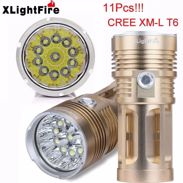 

T6 LED Hunting Flashlight XLightFire 28000LM 11 x XM-L 4 x 18650 Lamp Torch battery Charger+Gun Mount Bicycle Light use