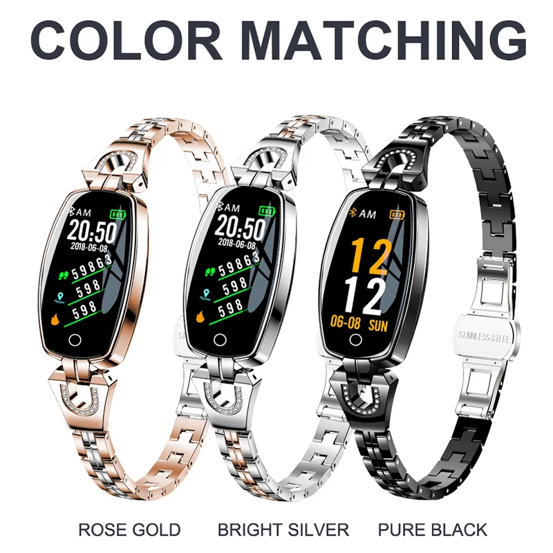 Comprar H A H8 pulsera deportiva reloj inteligente 2019 impermeable Monitor de ritmo cardíaco Bluetooth para iOS Android reloj inteligente mujer regalo