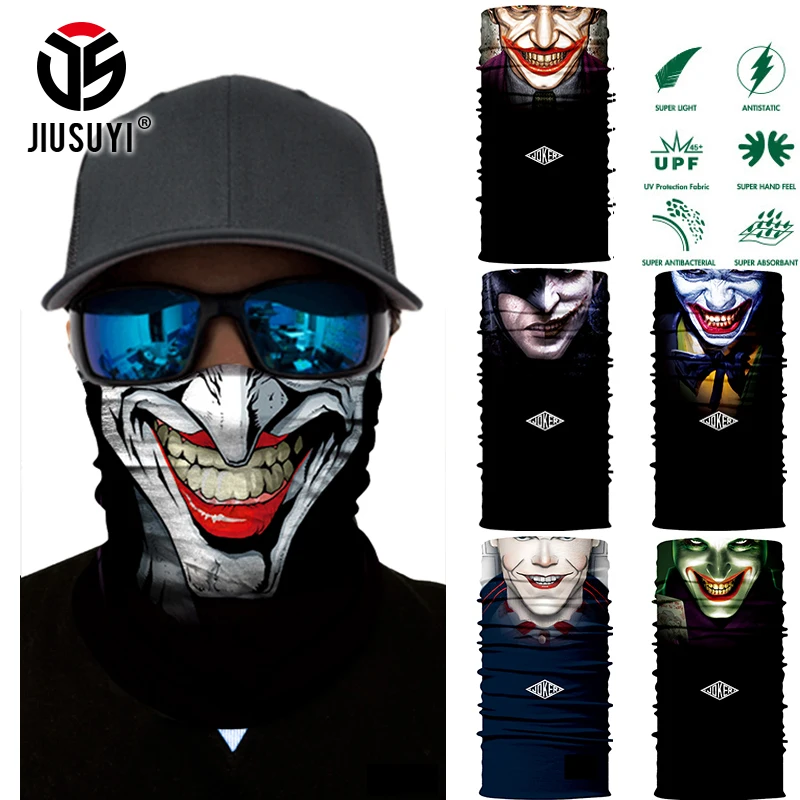 3D Seamless Multifunction Magic Clown Joker Fans Men Skull Ghost Shield Tube Face Mask Headband Bandana Headwear Ring Head Scarf |