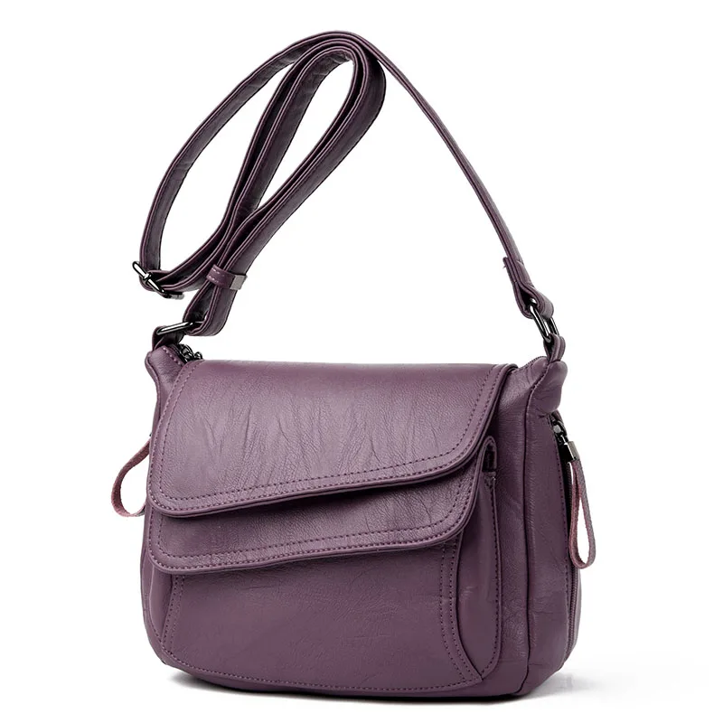 Роскошная кожаная женская сумка, 7 цветов, дизайнерские женские сумки-мессенджеры, летняя сумка, женские сумки, белый цвет - Цвет: PURPLE