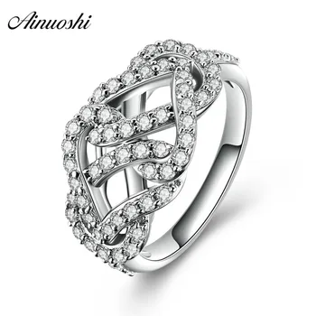 

AINUOSHI Classic Tristed 925 Sterling Silver Women Wedding Ring Engagement AnniversaryGeometry Rings Girls Silver Party Jewelry