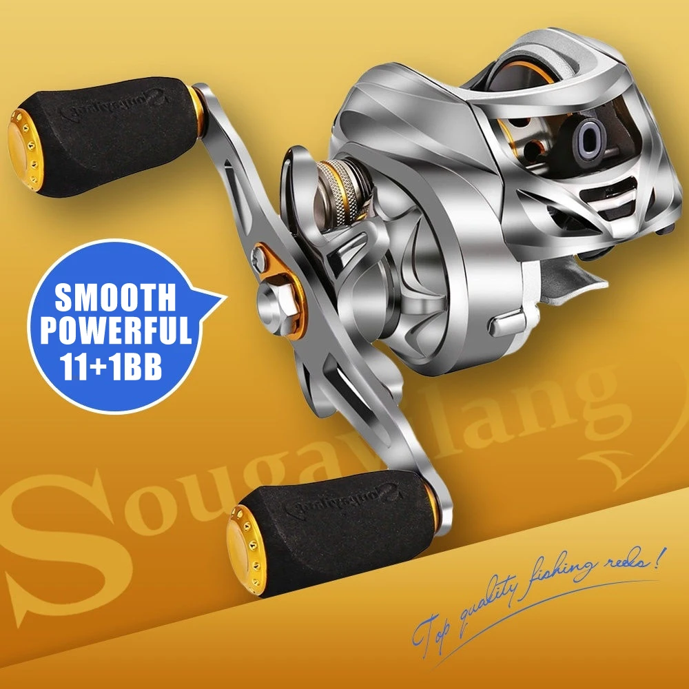 Carretel de Pesca 11 + 1bb Sougayilang Arremesso Super Leve Estrutura Design Precisamente Usinado Latão Engrenagem Molinete 2 Cheap Carretilhas de pesca