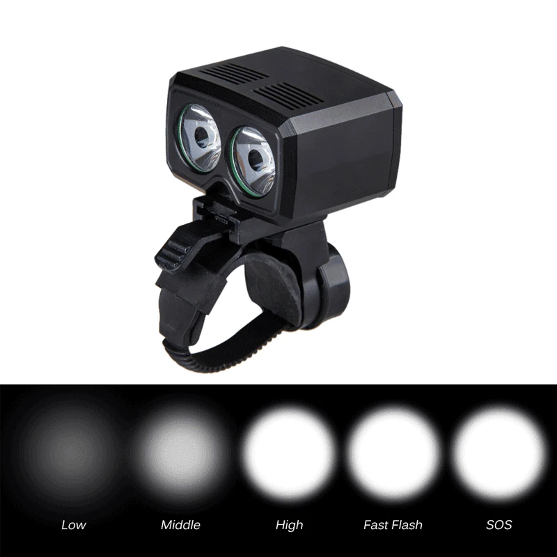 Tanie 5 trybów USB rower na akumulator 2x XM L T6 LED przednia kierownica światło rowerowe wbudowana bateria reflektor akcesoria rowerowe