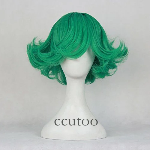 Ccutoo один удар человек Senritsu без Tatsumaki 12 "Зеленый Вьющиеся Короткие Стиль Синтетические волосы для вечерние партии косплэй Искусственные