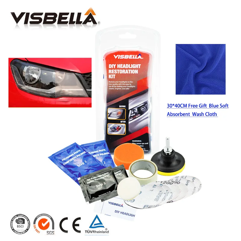 Visbella Headlight Restoration Kit DIY Headlamp Brightener for Car Auto Care Head font b Lamp b