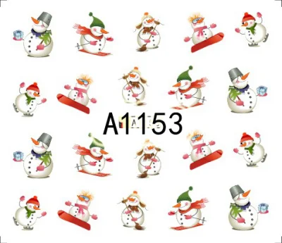 48 шт Красочные смешанные Рождество снег наклейка на ногти Водная передача Полный Обертывания маникюр Советы наклейки для ногтей Рождество блеск CHA1129-1176