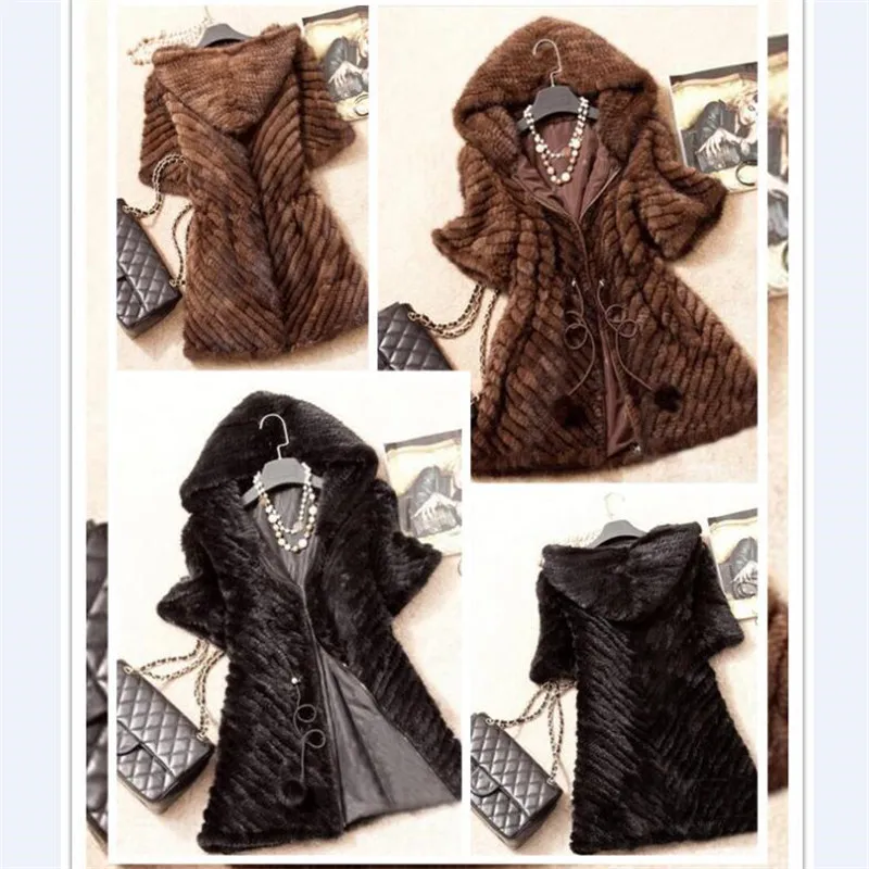 Женская зимняя шуба с капюшоном из натурального меха норки|mink fur jacket|real minkreal mink |