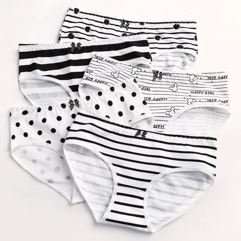 

2019 Women's Panties Cotton Stripes Dot Print Gril Briefs Female Underwear Women Sexy Lingerie Ladies Underpants Lenceria Mujer