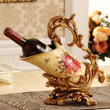

European Resin Retro Wine Rack Ornaments Home Livingroom Figurines Decor Restaurant Hotel Crafts Decoration Desktop Accessories
