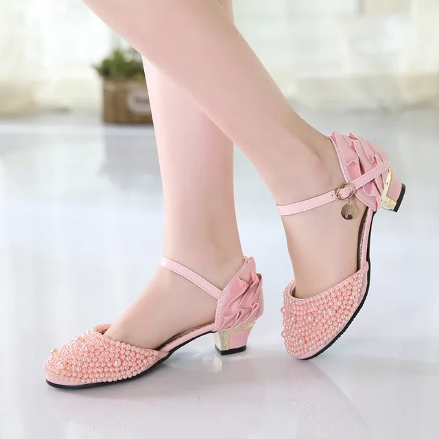 Buy Summer Girls High Heels Sandals for Kids Pearl