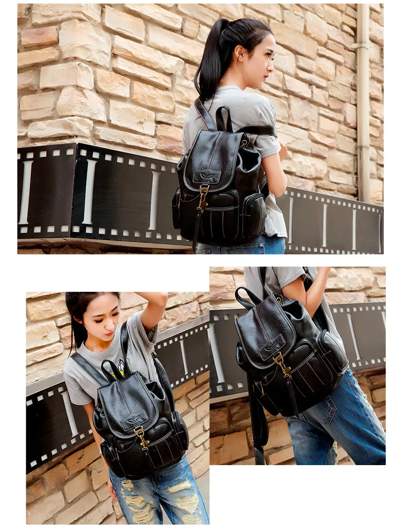 Chuwanglin модные школьные сумки в студенческом стиле винтажные Женские Кожаные Рюкзаки повседневные водонепроницаемые дорожные сумки A091803