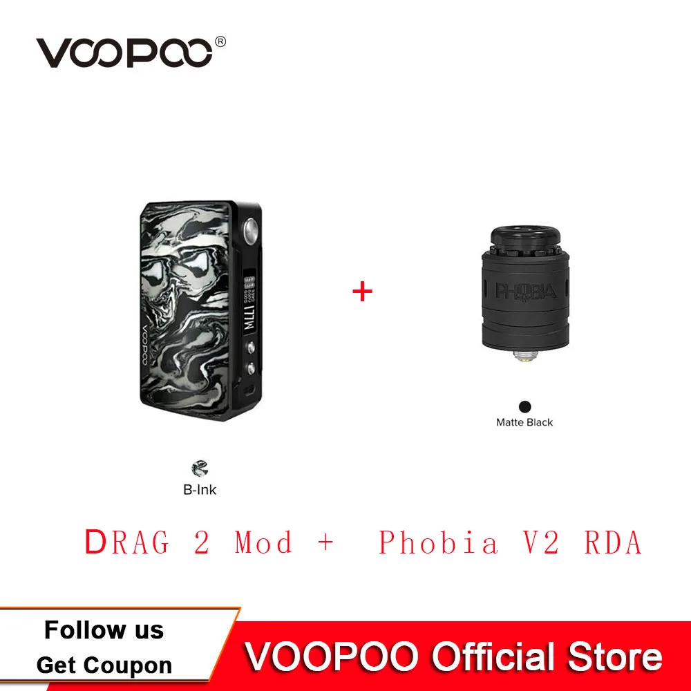 

VOOPOO DRAG 2 Box Mod 177W Temperature Control Resin Box mod Electronic Cigarette Vape Mod Phobia V2 Rda Vs VOOPOO X217 Mod