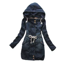 Зимние толстые женские джинсовые куртки с длинным рукавом, хлопковые джинсовые пальто, теплое пальто