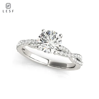 

LESF 925 Sterling Silver Engagement Jewelry 1 ct Round Cut Shining Zircon Wedding Finger Rings For Women