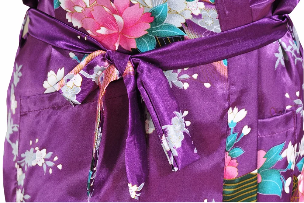 Пикантные фиолетовый женский халат Свадебные невесты халат ночная рубашка пижамы цветок кимоно платье плюс размеры XXXL YF3026