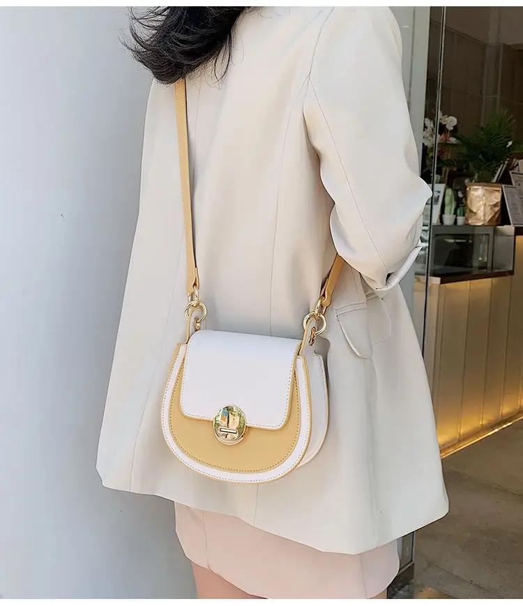 Fashion MINI Saddle Bag Women Contrast color PU Leather Good Quality Shoulder Bag Ladies Crossbody messenger Bags Shopping Bag