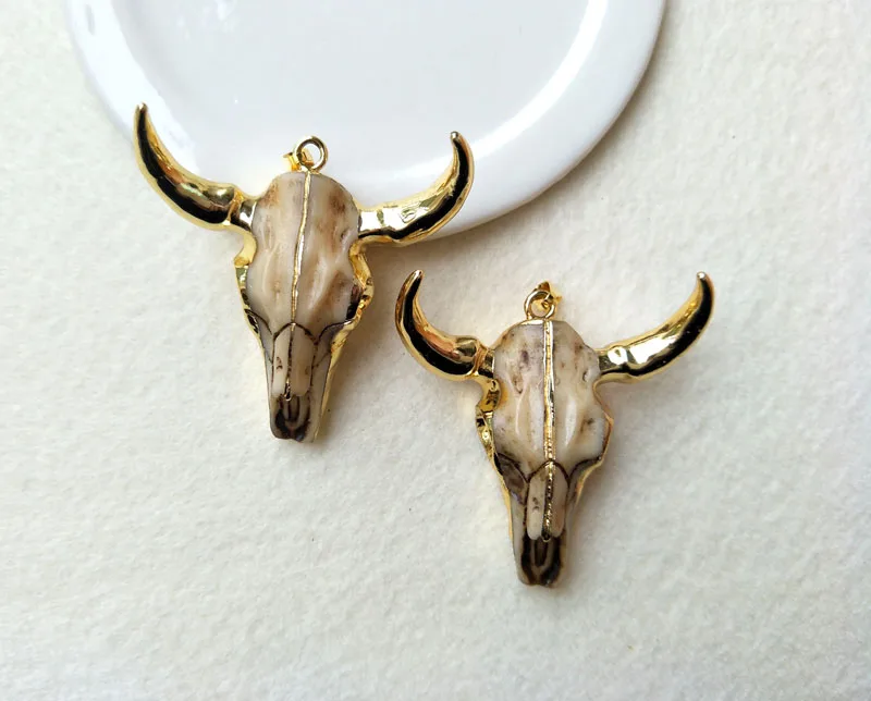 5PCS/lot 24k Gold color horn cattle Tau Pendant, Longhorn bull oxhead