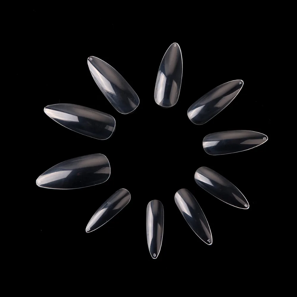

Makartt Long Stiletto 500Pcs Nail Art Tips Clear/Natural Sharp end False Fake Nails Tips Manicure Artificial Nails Salon A0493