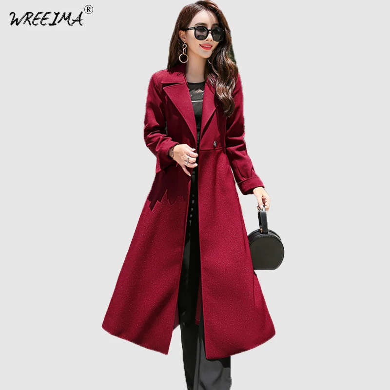 

2018 Autumn Women Long Trench Coat Ladies Casual Turn-down Collar Winter Coats Single Button Windbreaker Plus Size 3XL Overcoa
